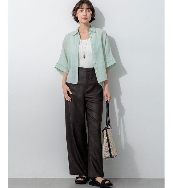 23区「リネンライクグロッシー ワイドパンツ」|その他|