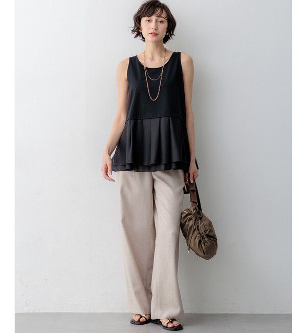23区「リネンライクグロッシー ワイドパンツ」|その他|