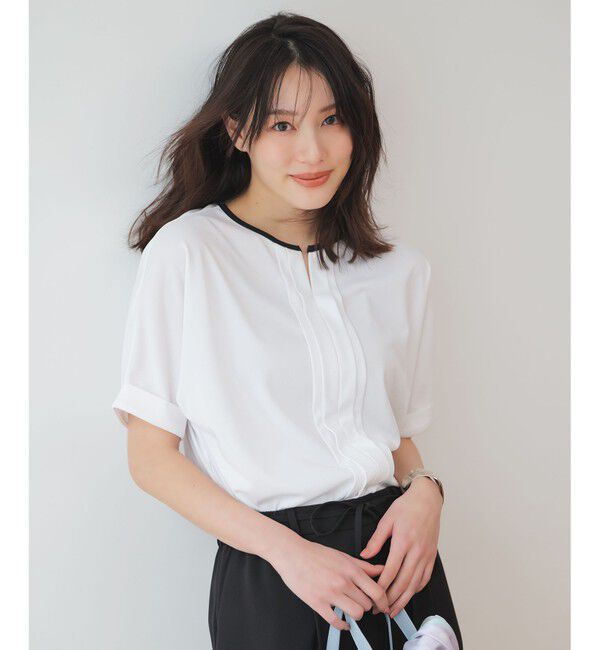 ANY SIS「ジョーゼットフロントタック プルオーバー」|Tシャツ・カットソー|オフ&times;ブラック