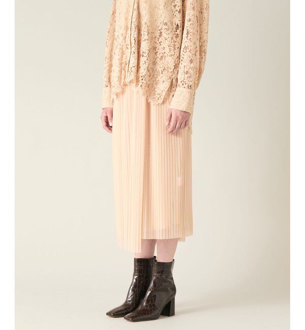 GRACE CONTINENTAL「チュールタイトプリーツスカート」|タイト|
