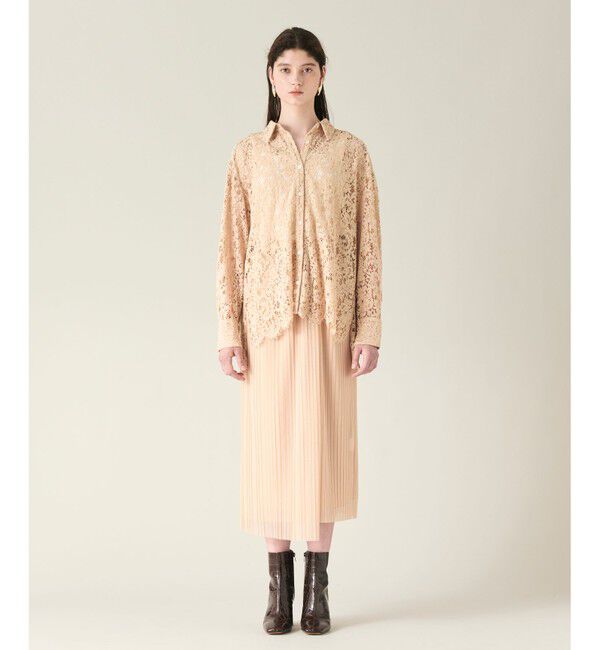 GRACE CONTINENTAL「チュールタイトプリーツスカート」|タイト|