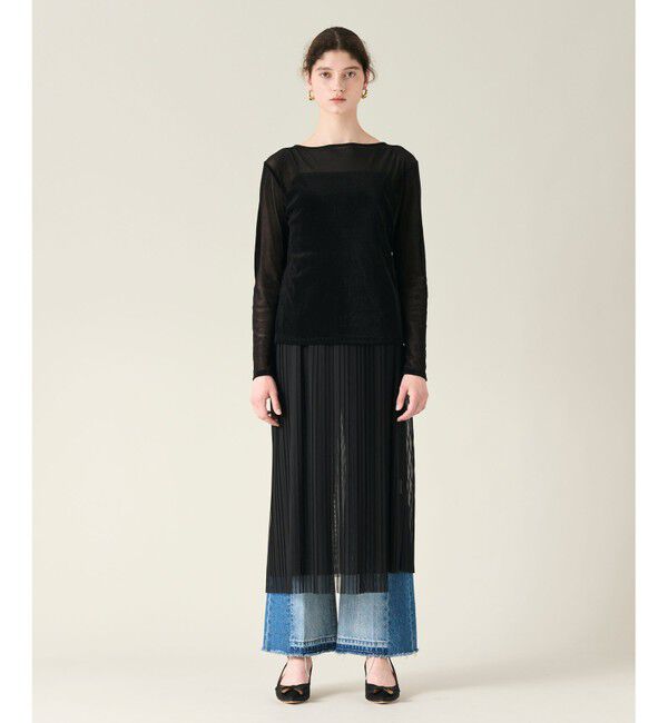 GRACE CONTINENTAL「チュールタイトプリーツスカート」|タイト|