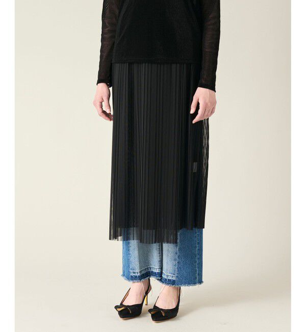 GRACE CONTINENTAL「チュールタイトプリーツスカート」|タイト|