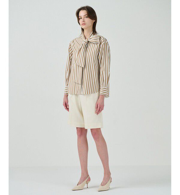 Grace Class「タフタストライプブラウス」|シャツ・ブラウス|ベージュ