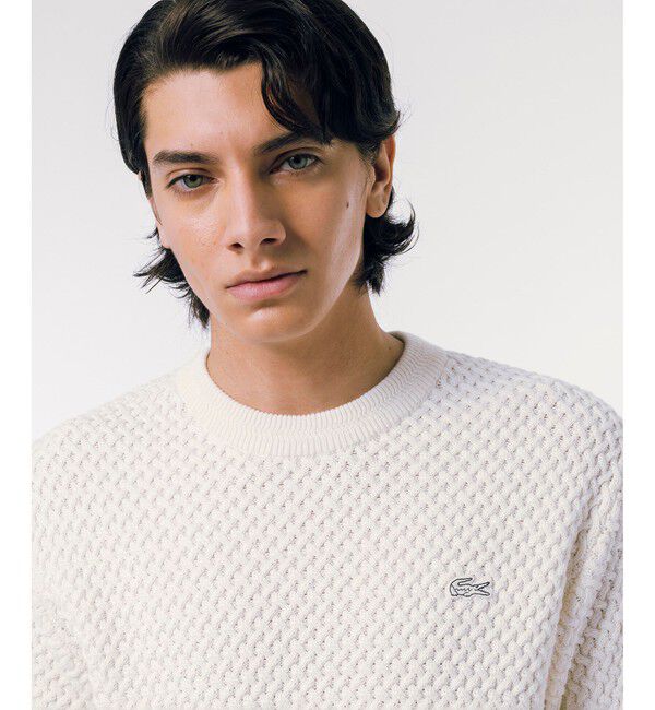LACOSTE「ローゲージ バスケット編み ニットクルーネックセーター」|ニット・セーター|