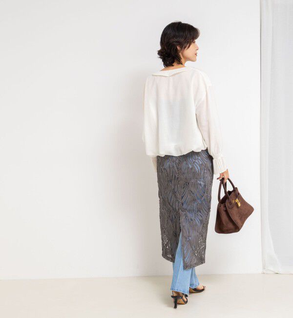 Rie Miller「《セットアップ対応》チュール刺繍タイトスカート」|タイト|