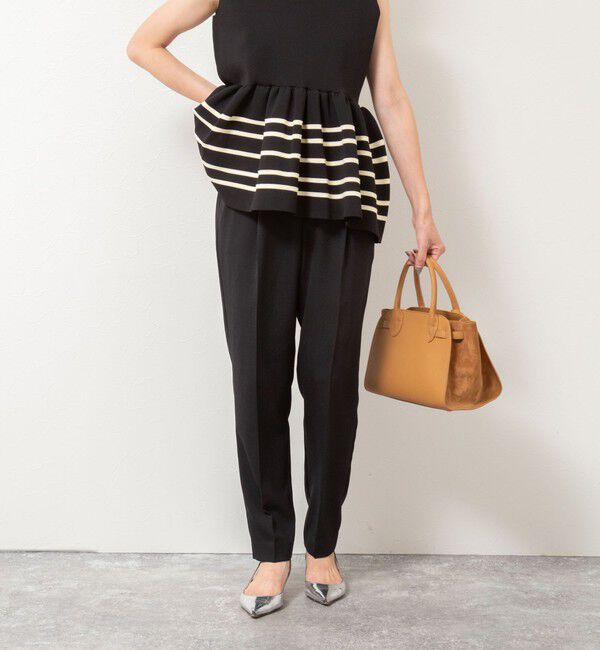 NOLLEY'S「ウォッシャブル麻調スリムパンツ」|その他|ブラック