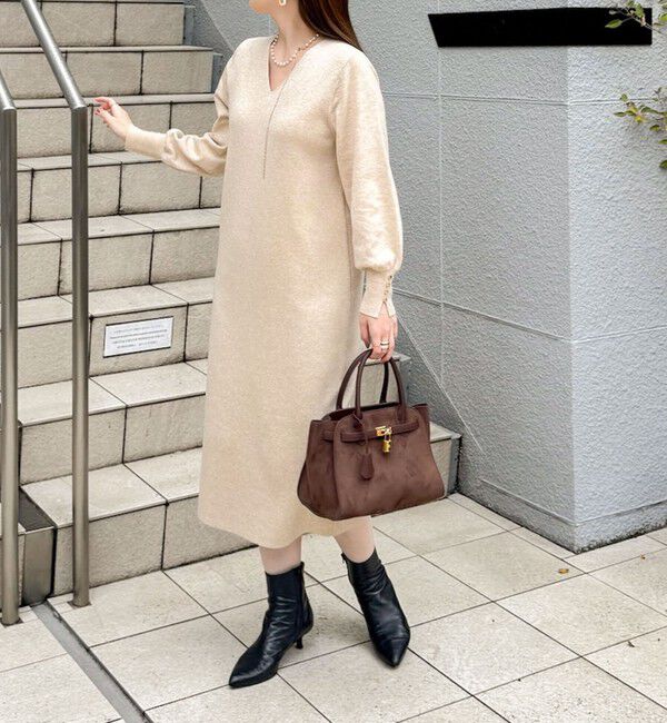 NOLLEY'S sophi「◇【WEB限定】ウォッシャブルラメ総針Vネックコクーンワンピース」|ワンピース|ベージュ