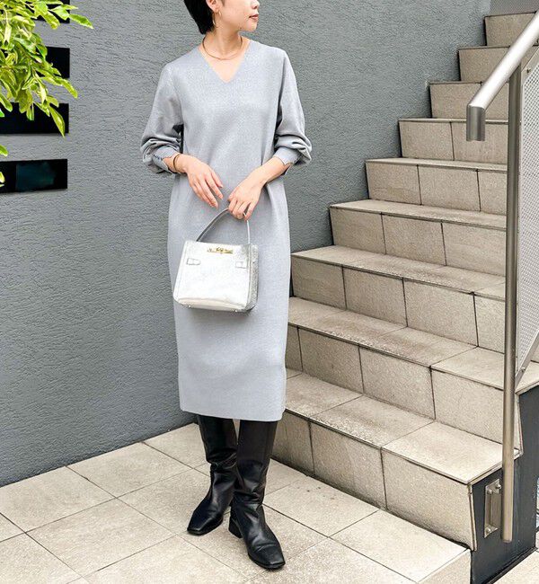 NOLLEY'S sophi「◇【WEB限定】ウォッシャブルラメ総針Vネックコクーンワンピース」|ワンピース|ライトグレー