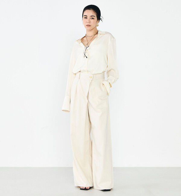 Rie Miller「【RM denim】リネン混ラップワイドパンツ」|その他|