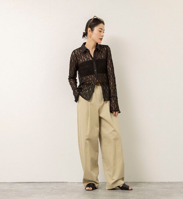 MAQWEL「【MAQWEL/マクウェル】ウォッシャブルストレッチレースシャツ」|シャツ・ブラウス|