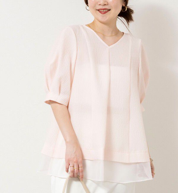 NOLLEY'S sophi「ウォッシャブルポコポコジャガードオーガンジープルオーバー」|シャツ・ブラウス|ベビーピンク