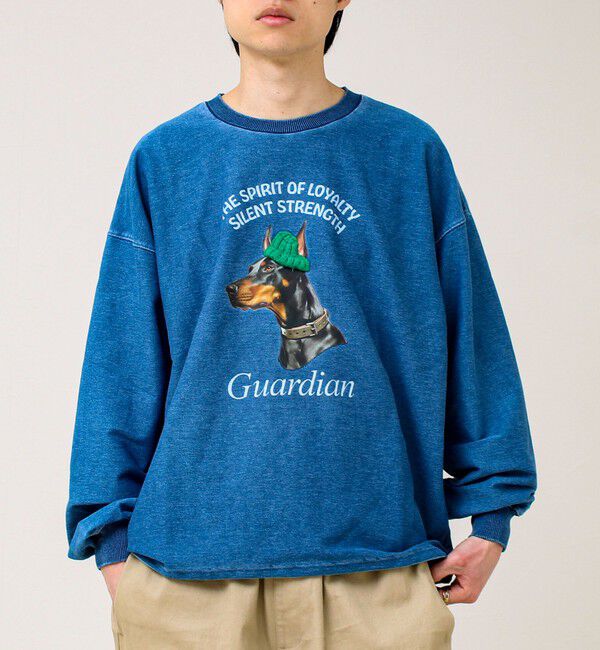 GLOSTER「【立体アップリケ】カットデニム風 ニットアップリケスウェット」|スウェット・ジャージ|