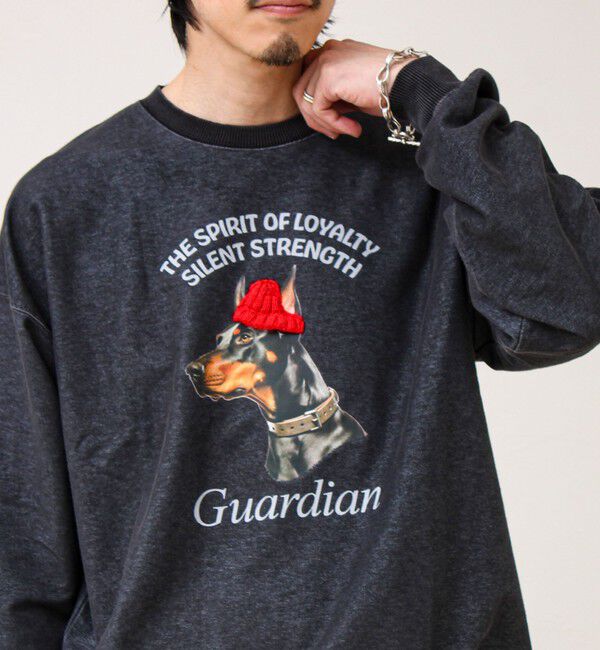 GLOSTER「【立体アップリケ】カットデニム風 ニットアップリケスウェット」|スウェット・ジャージ|