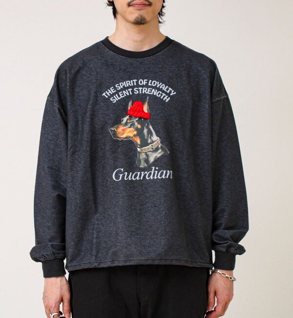 GLOSTER「【立体アップリケ】カットデニム風 ニットアップリケスウェット」|スウェット・ジャージ|