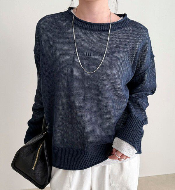 fredy emue「LINEN100ニットプルオーバー」|ニット・セーター|ネイビー