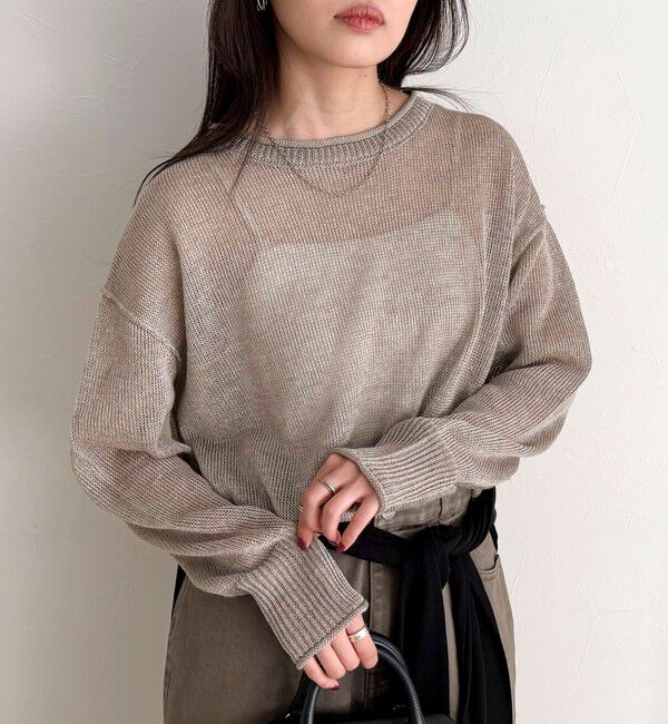 fredy emue「LINEN100ニットプルオーバー」|ニット・セーター|ベージュ