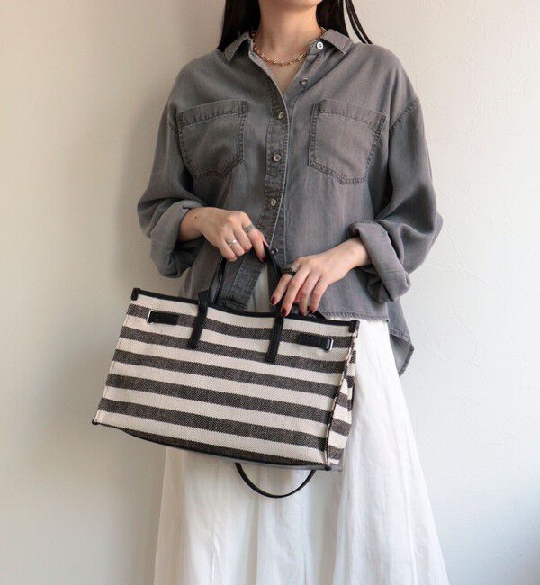 fredy emue「ボーダープリントスクエアトートバッグ」|ショルダー・メッセンジャー|