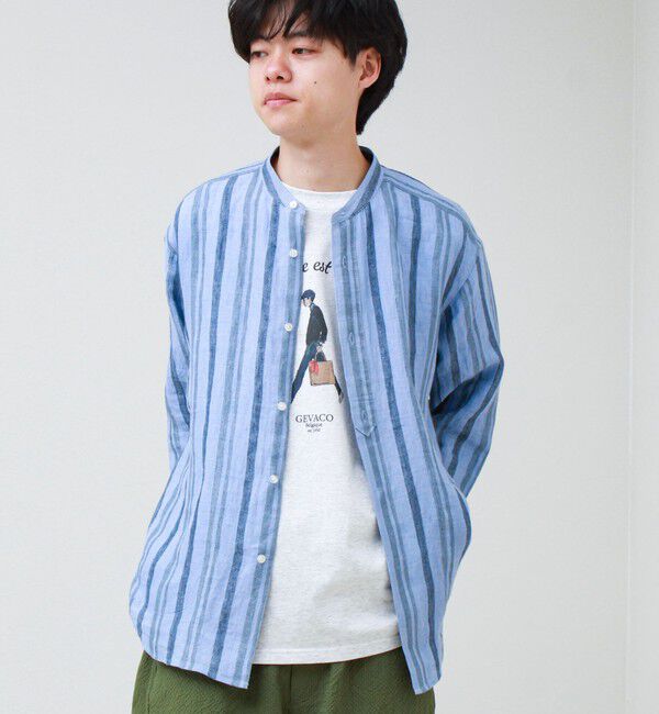 GLOSTER「【リネン100％】バンドカラーシャツ」|シャツ・ブラウス|