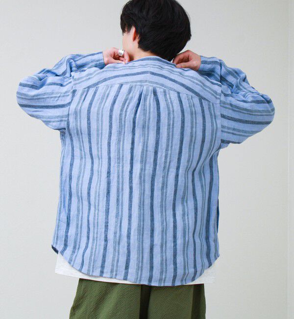 GLOSTER「【リネン100％】バンドカラーシャツ」|シャツ・ブラウス|