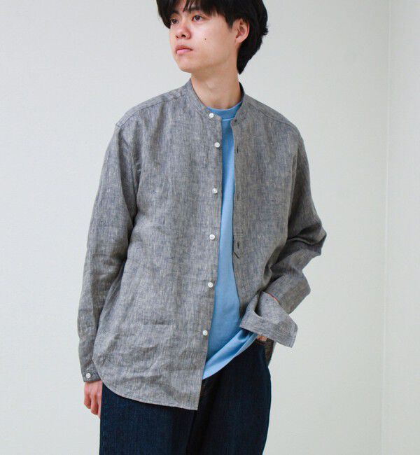 GLOSTER「【リネン100％】バンドカラーシャツ」|シャツ・ブラウス|