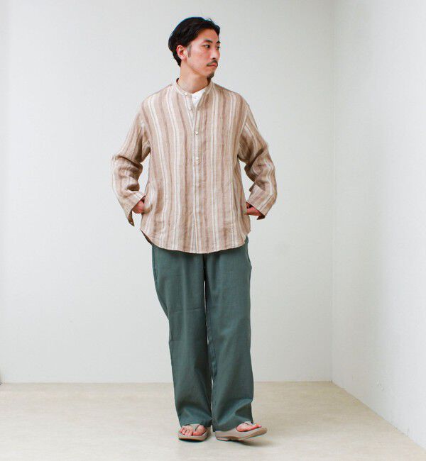 GLOSTER「【リネン100％】バンドカラーシャツ」|シャツ・ブラウス|