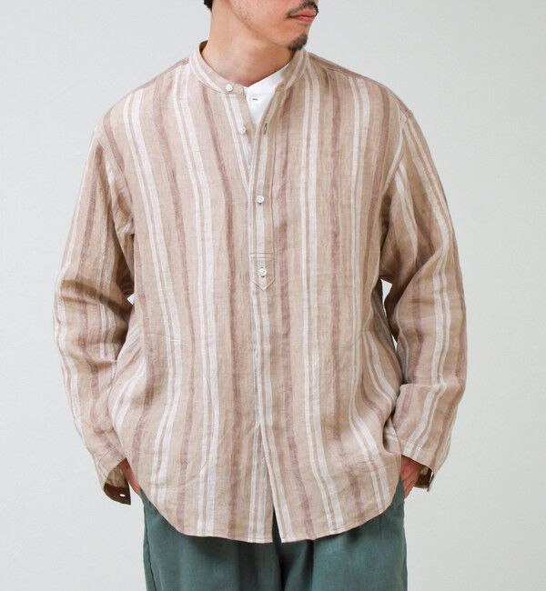 GLOSTER「【リネン100％】バンドカラーシャツ」|シャツ・ブラウス|