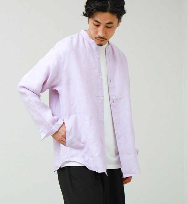 GLOSTER「【リネン100％】バンドカラーシャツ」|シャツ・ブラウス|