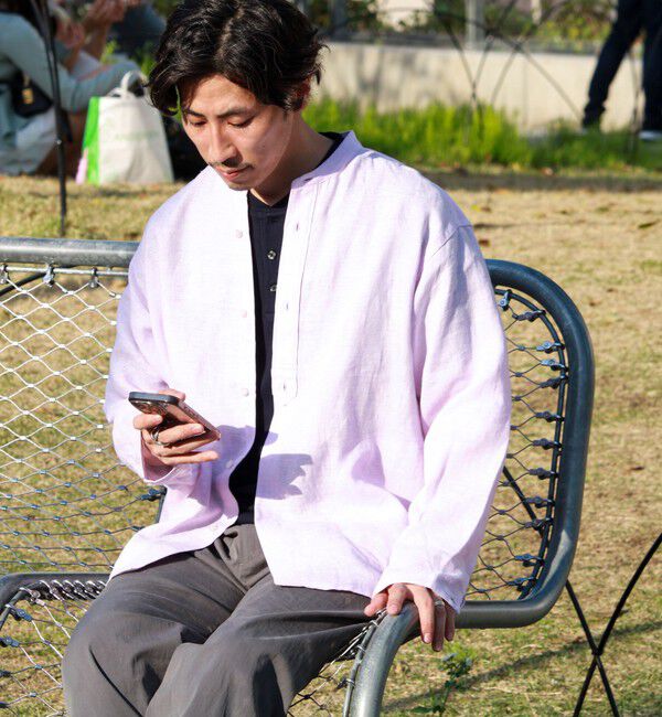 GLOSTER「【リネン100％】バンドカラーシャツ」|シャツ・ブラウス|