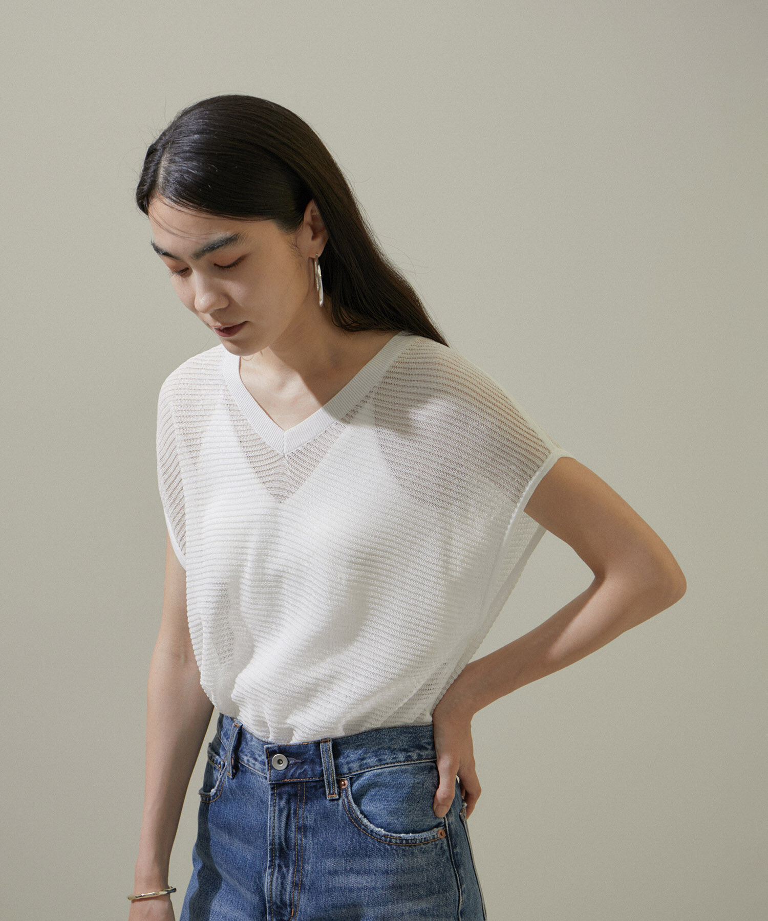 SALON adam et rope'「透かし編み2WAYメッシュプルオーバー【洗える】」|ニット・セーター|