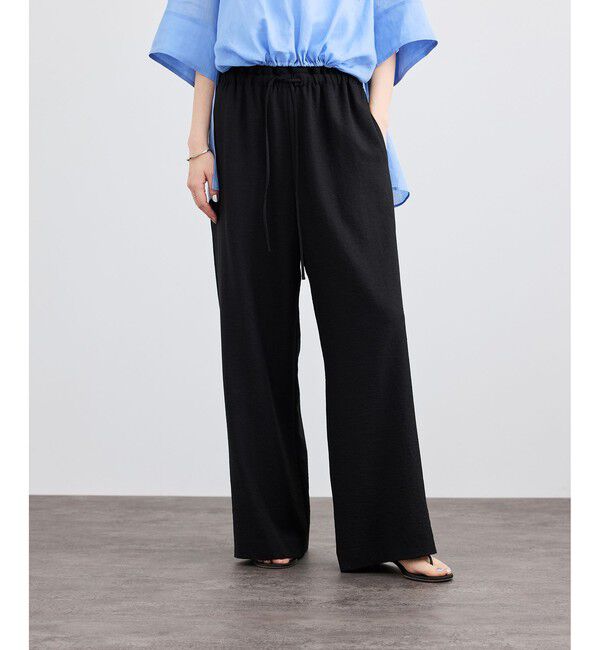 SALON adam et rope'「【WEB限定】リネンライクイージーパンツ / セットアップ対応」|チノ|ブラック(01)