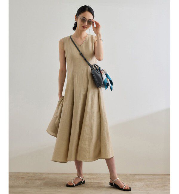 ROPE「【洗える】ブライトリネン パッチワンピース」|ワンピース|ベージュ(27)