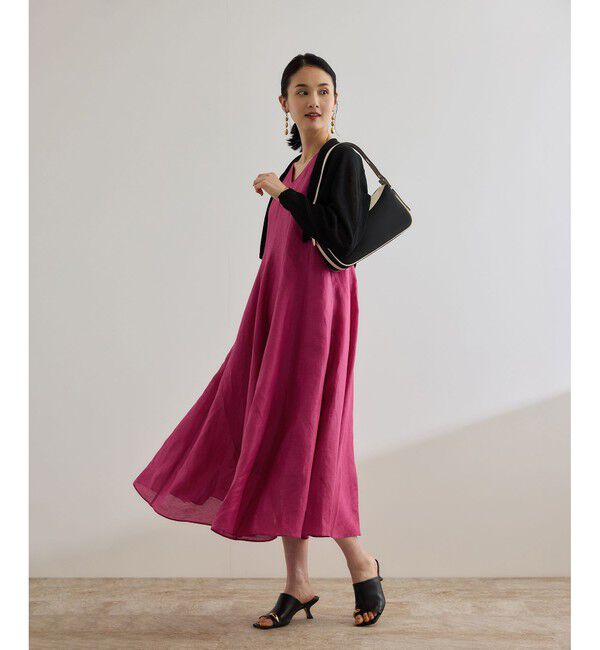 ROPE「【洗える】ブライトリネン パッチワンピース」|ワンピース|