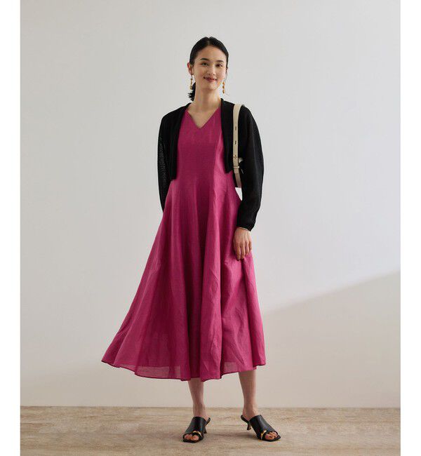 ROPE「【洗える】ブライトリネン パッチワンピース」|ワンピース|