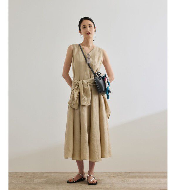 ROPE「【洗える】ブライトリネン パッチワンピース」|ワンピース|