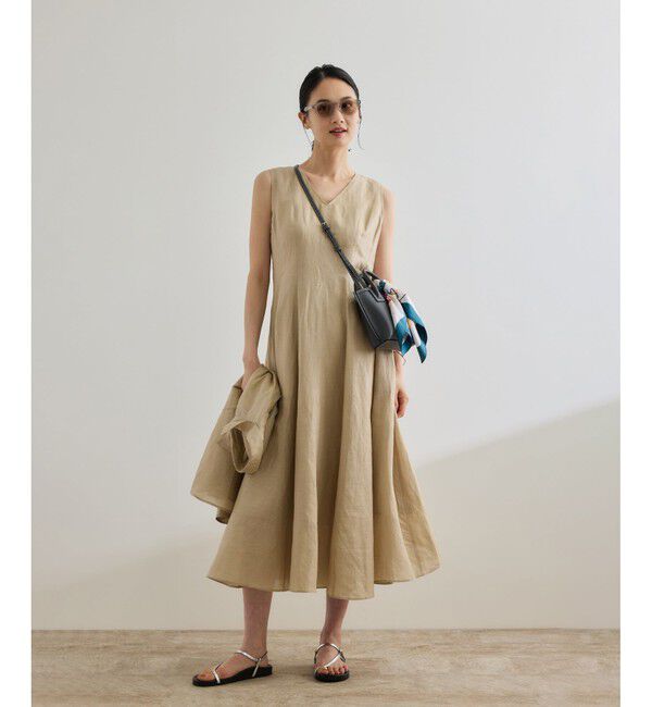 ROPE「【洗える】ブライトリネン パッチワンピース」|ワンピース|