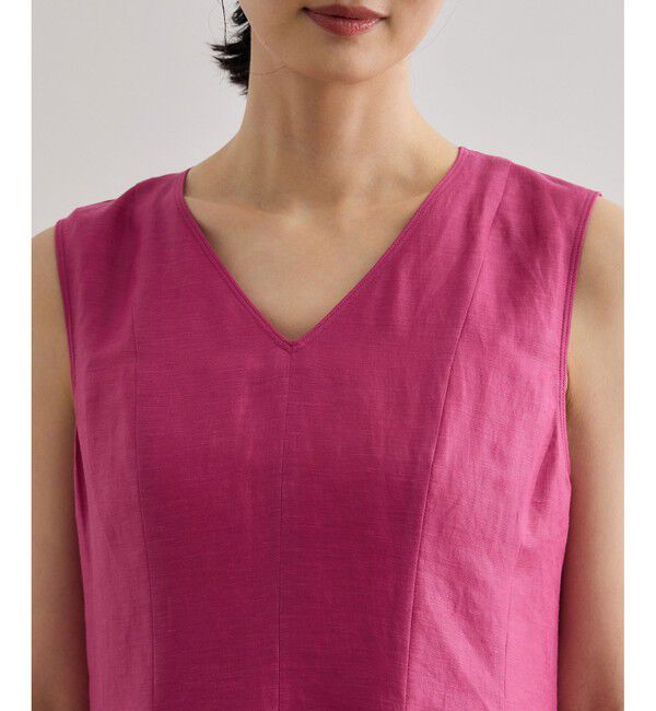 ROPE「【洗える】ブライトリネン パッチワンピース」|ワンピース|