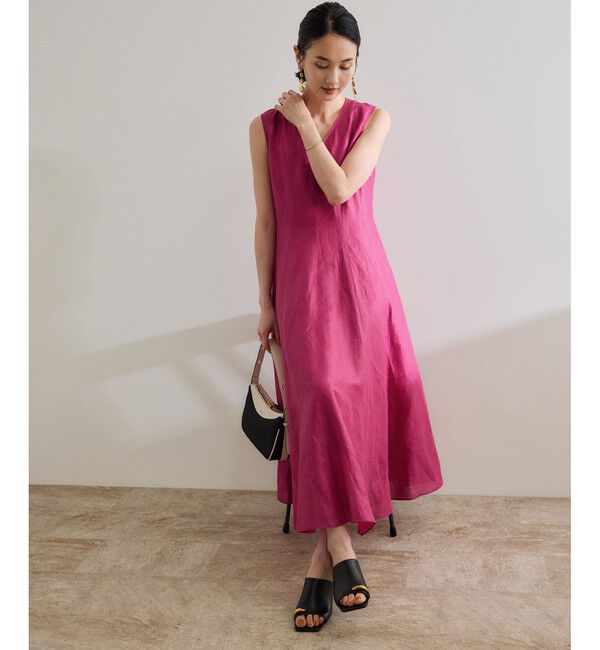 ROPE「【洗える】ブライトリネン パッチワンピース」|ワンピース|