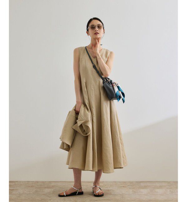 ROPE「【洗える】ブライトリネン パッチワンピース」|ワンピース|