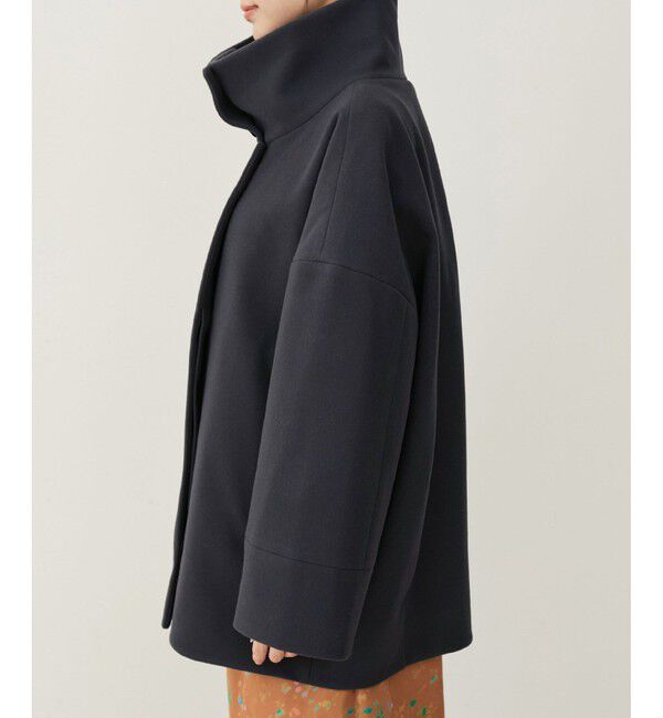 VIS「【静電気防止】ステン&スタンドカラージャージメルトンミドル丈コート」|ステンカラーコート|