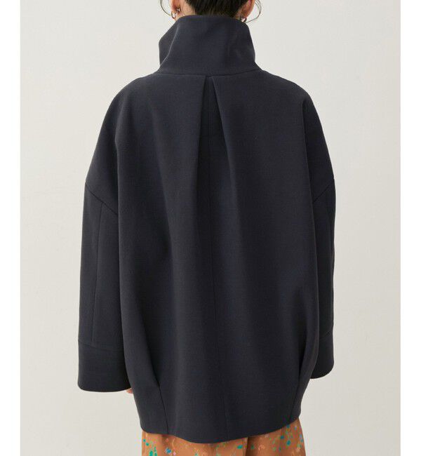 VIS「【静電気防止】ステン&スタンドカラージャージメルトンミドル丈コート」|ステンカラーコート|