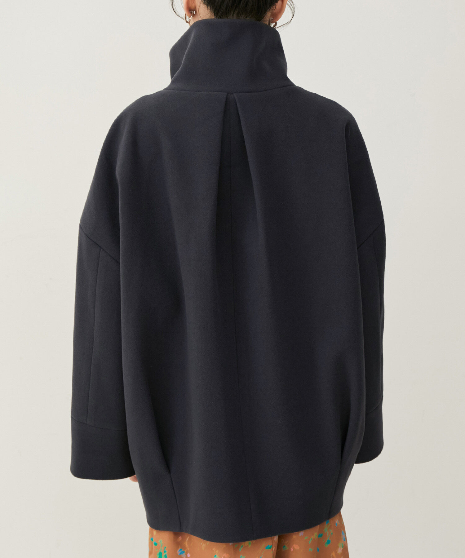 VIS「【静電気防止】ステン&スタンドカラージャージメルトンミドル丈コート」|ステンカラーコート|