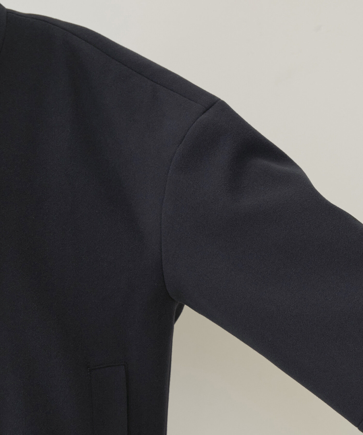 VIS「【静電気防止】ステン&スタンドカラージャージメルトンミドル丈コート」|ステンカラーコート|