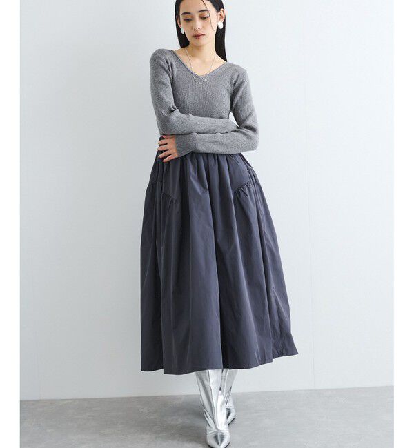 VIS「【前後2WAY】ニットドッキングワンピース【洗える】」|ワンピース|グレーサブ