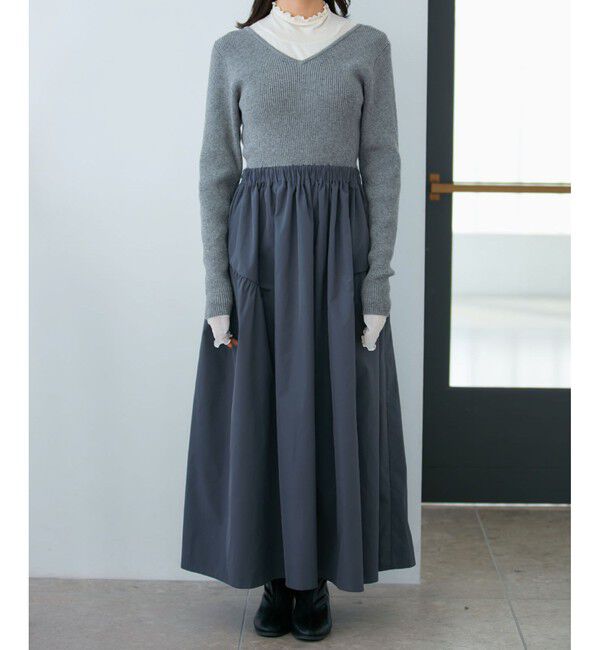 VIS「【前後2WAY】ニットドッキングワンピース【洗える】」|ワンピース|