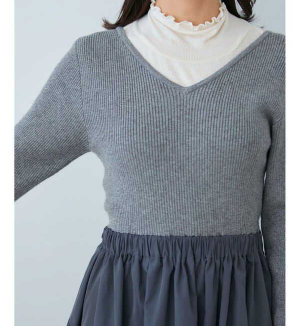 VIS「【前後2WAY】ニットドッキングワンピース【洗える】」|ワンピース|