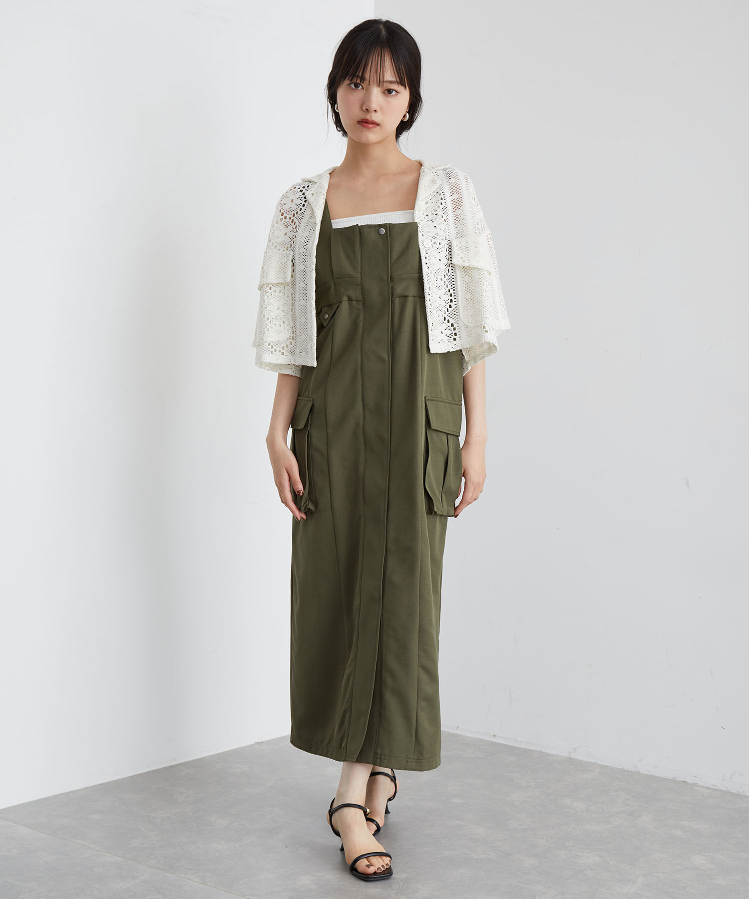 VIS「ミリタリービッグポケットジャンパースカート」|ジャンパースカート|