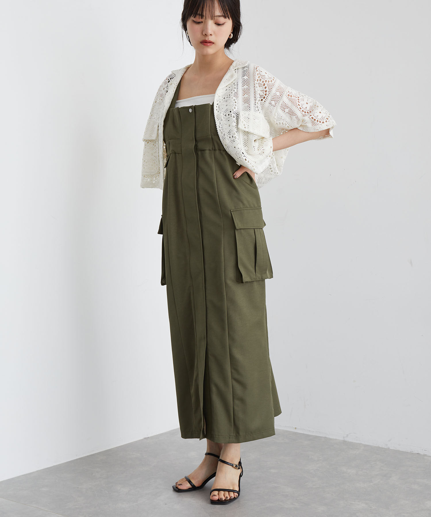 VIS「ミリタリービッグポケットジャンパースカート」|ジャンパースカート|