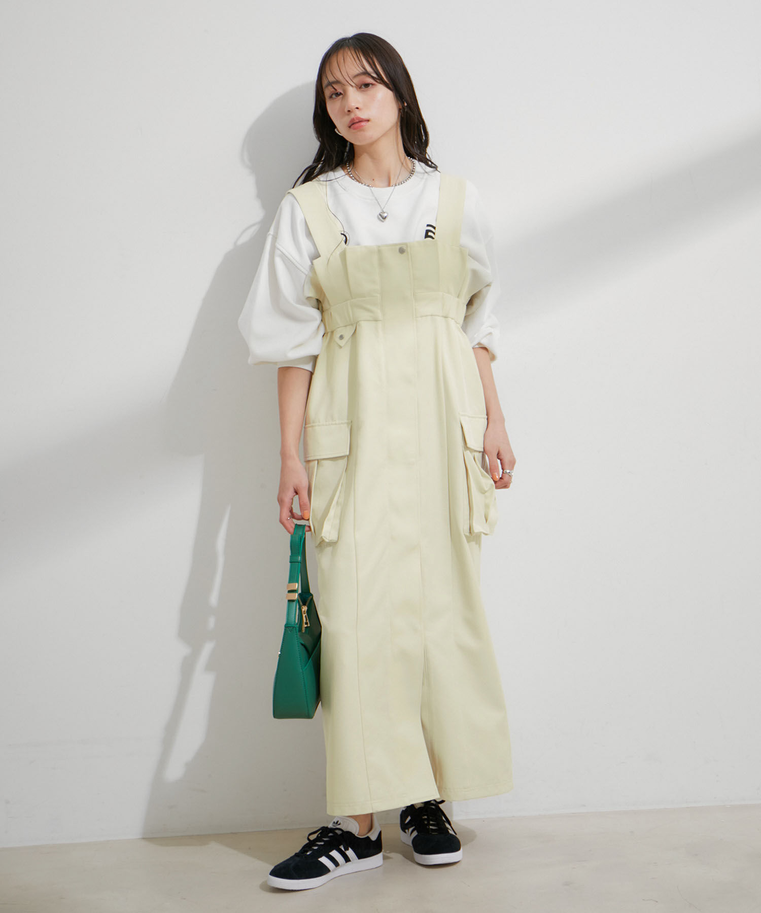 VIS「ミリタリービッグポケットジャンパースカート」|ジャンパースカート|