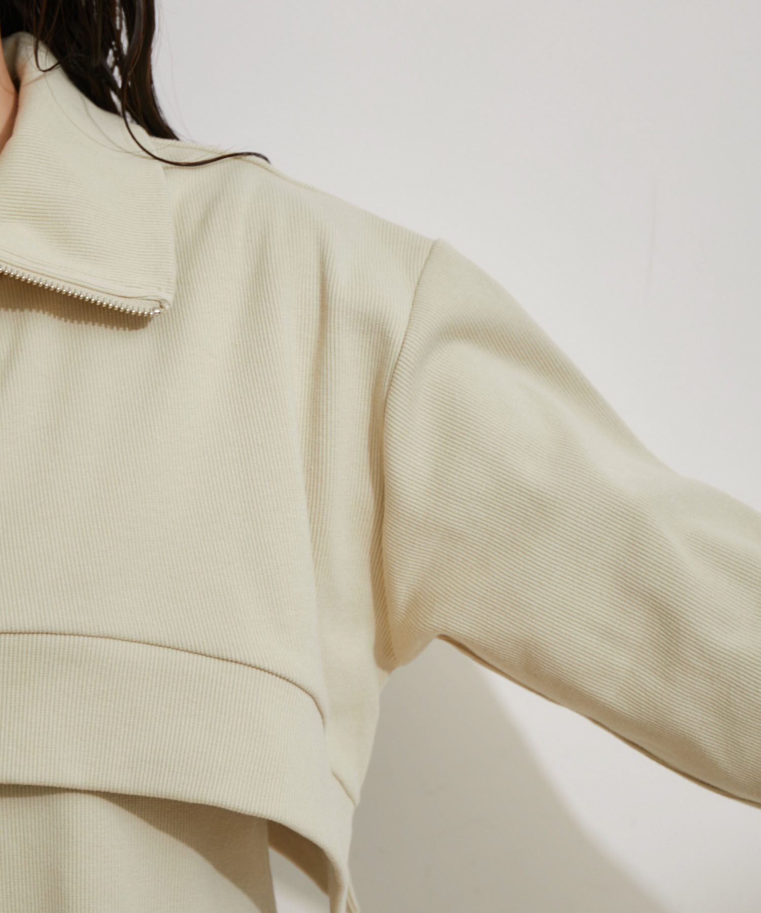 VIS「【洗える】ショートジップカーディガン/リブカットソーワンピース【SET】」|ワンピース|